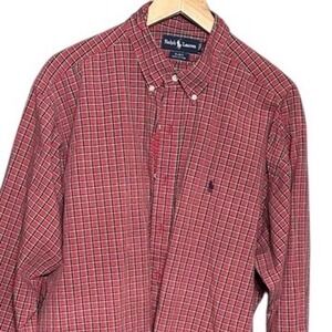 Polo Ralph Lauren Blake Mens XL Red Plaid Long Sleeve Button Down Cotton Shirt